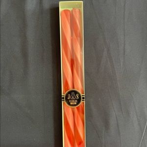 J&S Candles Inc Box of 2 Handcrafted Candy Cane Red Candles - 11.5” USED.